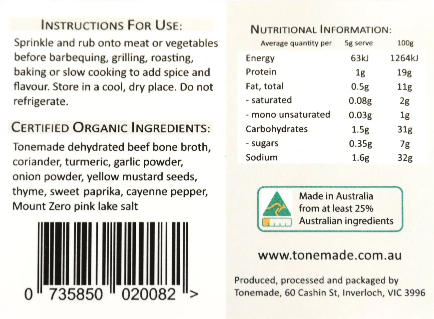 Tonemade - Beef Broth Spice Rub 100g