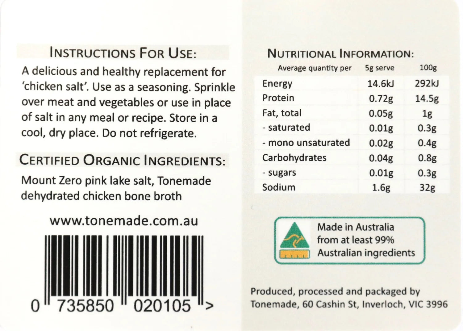 Tonemade - Chicken Broth Salt 150g