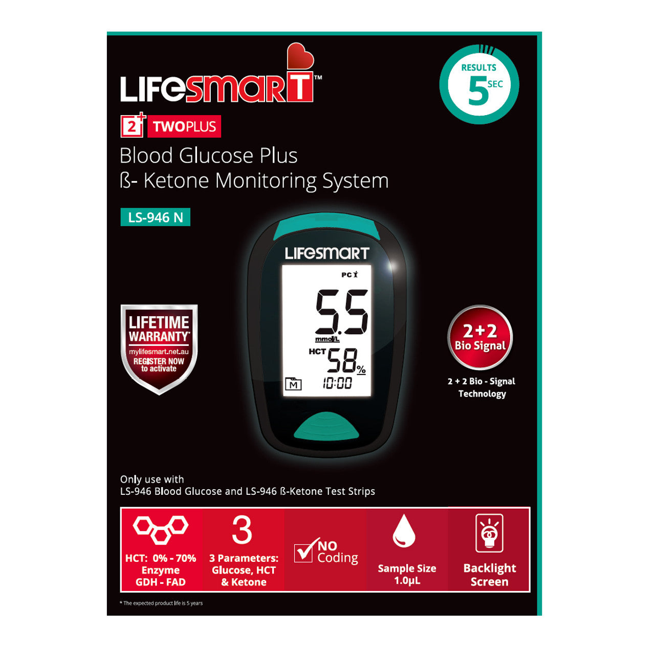 LifeSmart Blood Glucose Plus β-Ketone Monitoring System