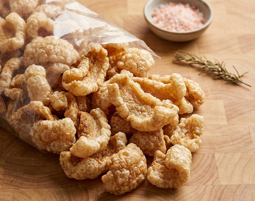1kg bulk pack unseasoned pork crackle rinds - keto and paleo zero carb snack