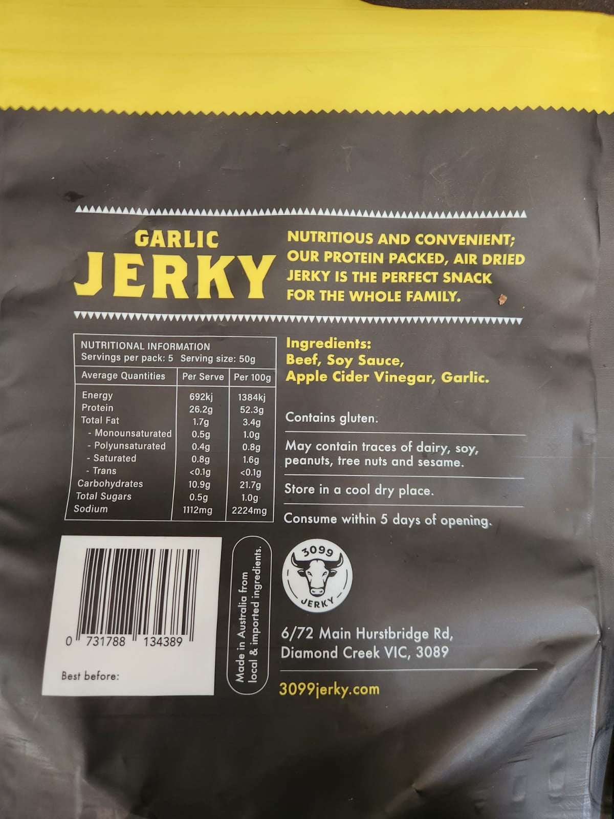 3099 Jerky - Garlic Beef Jerky