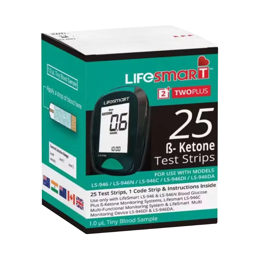 LifeSmart Two Plus beta ketone blood test strips 25 pack for LS-946 monitor