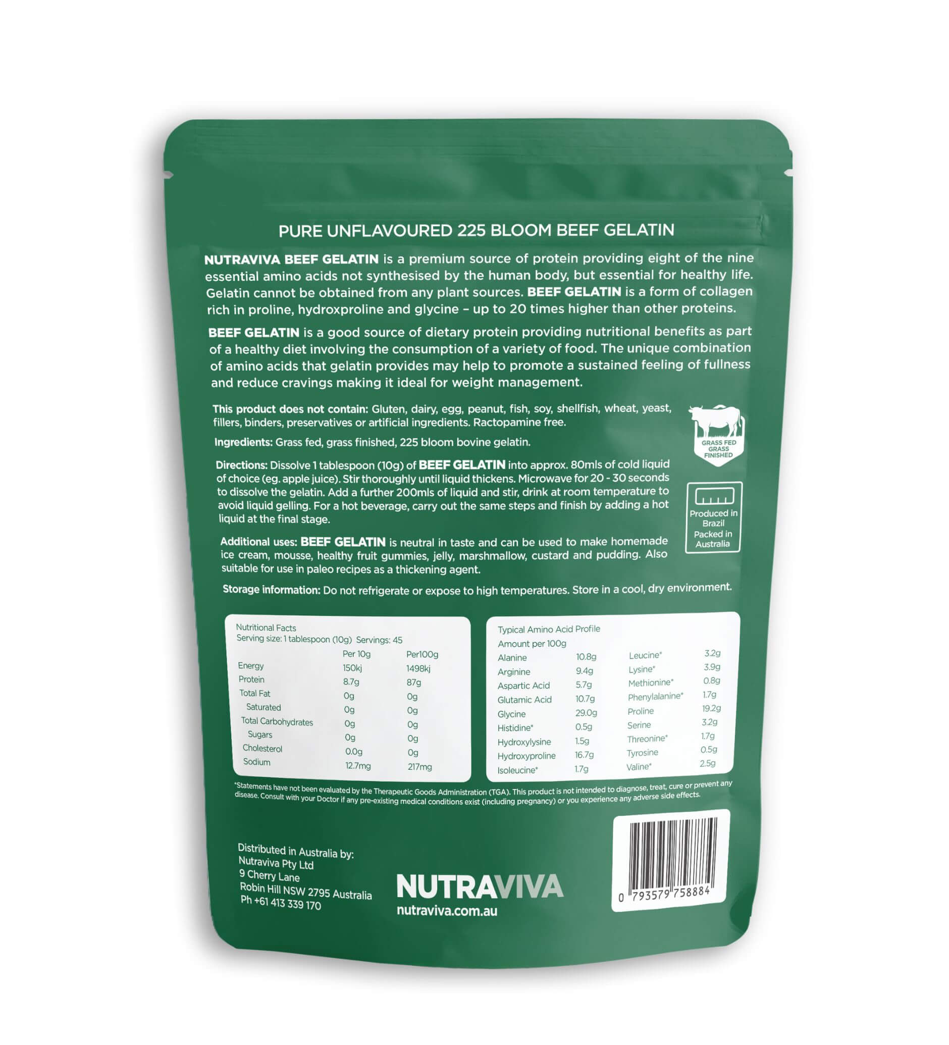NUTRAVIVA - Beef Gelatin 450g